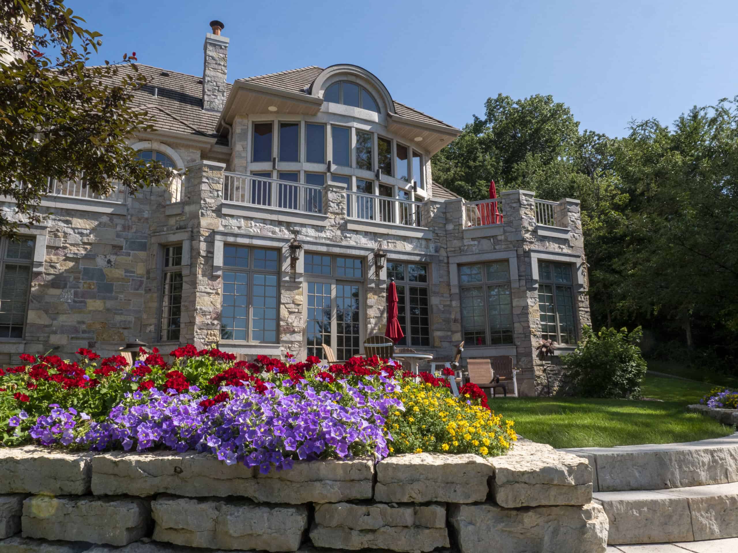 Flowering perennials and colorful garden plantings in Town of Algoma, WI