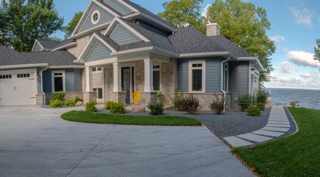 Custom patio and landscape lighting for lakefront home in Winnebago, WI