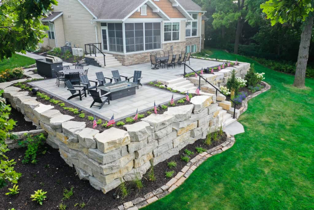 Retaining wall and paver patio in Winnebago, WI